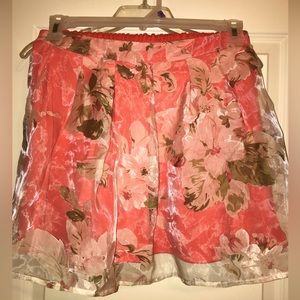 In Girl Beautiful Poly/Rayon Peach Skirt W/Sheer Flower Cover Size Xl 16